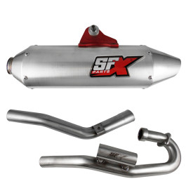 Ponteira + Curva SFX Racing Modelo X5 para Yamaha Lander (Aço Escovado)