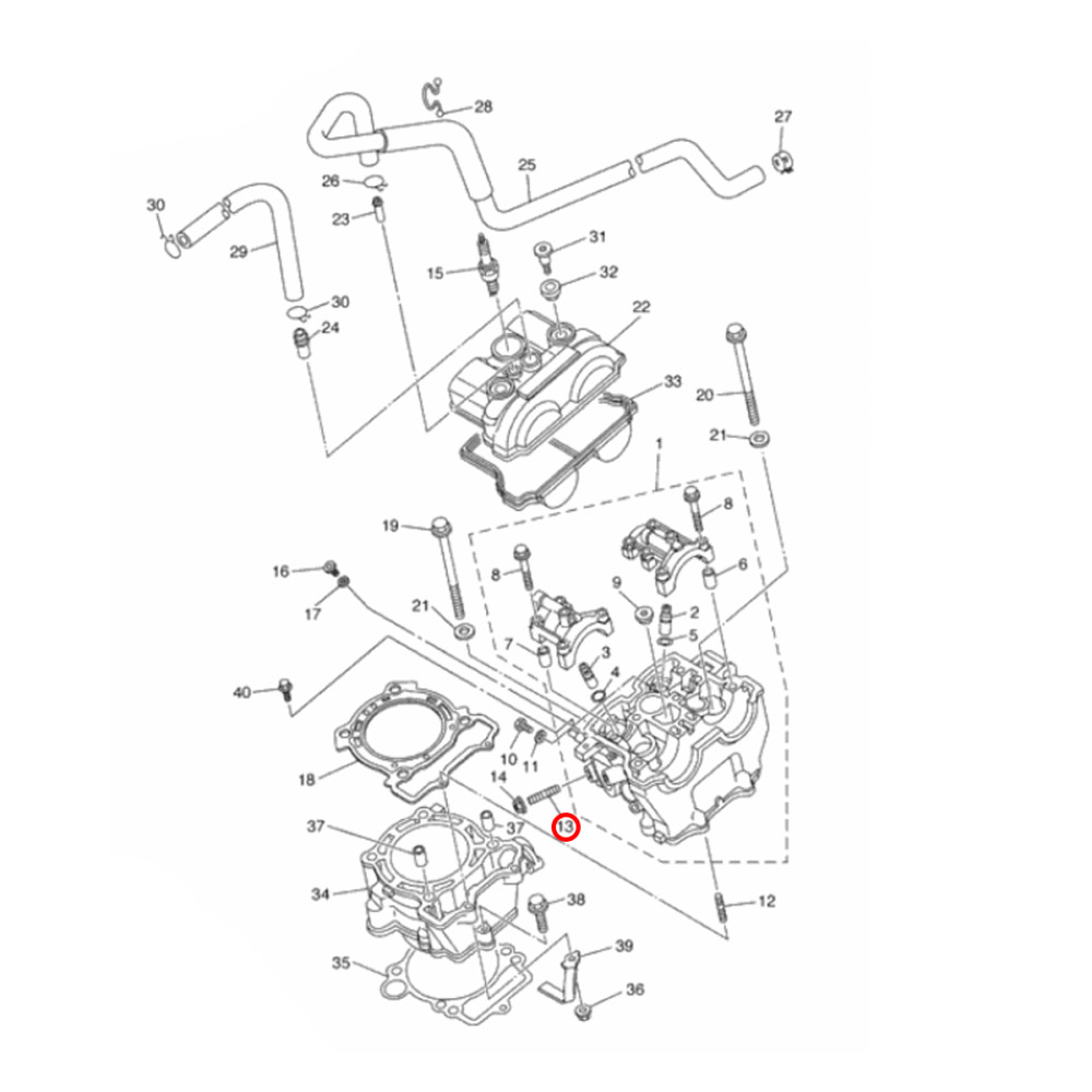 Prisioneiro do Cabeçote Original Yamaha YZF250 06/18 YZ250FX 16/19 WRF250 06/19 WRF450 06 (Frontal)