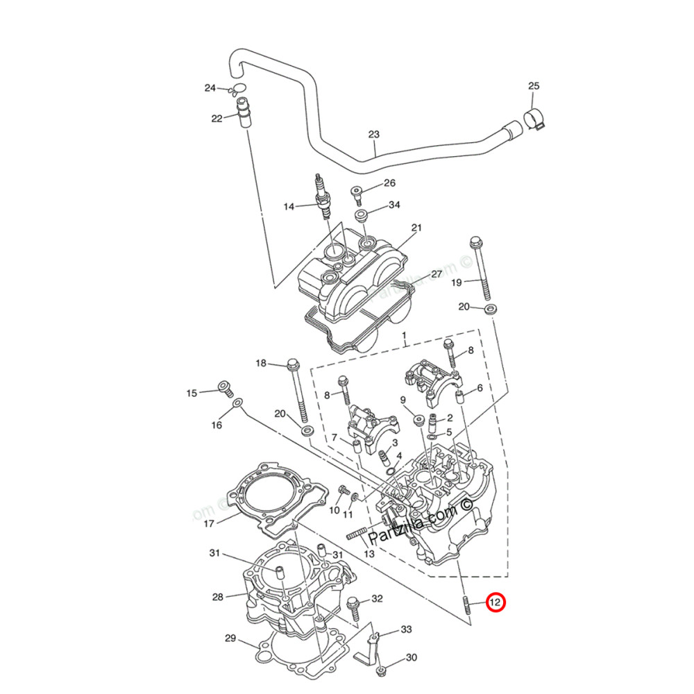 Prisioneiro do Cabeçote (Junção do Cabeçote / Cilindro) Original Yamaha YZF/WRF250 07/13