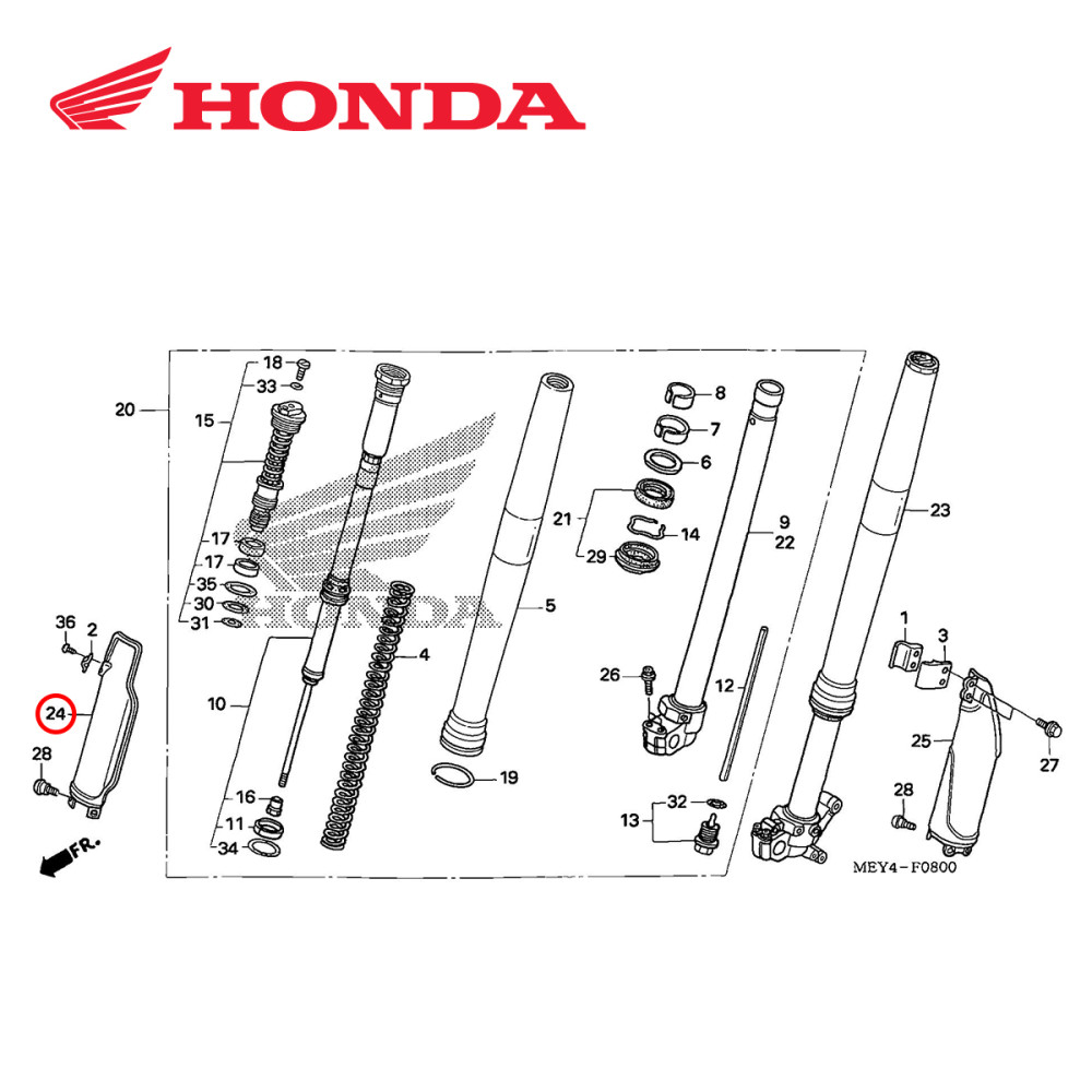 Protetor de Bengala Original Honda para CRF250X 06/17 CRF450X 05/17 Lado Direito