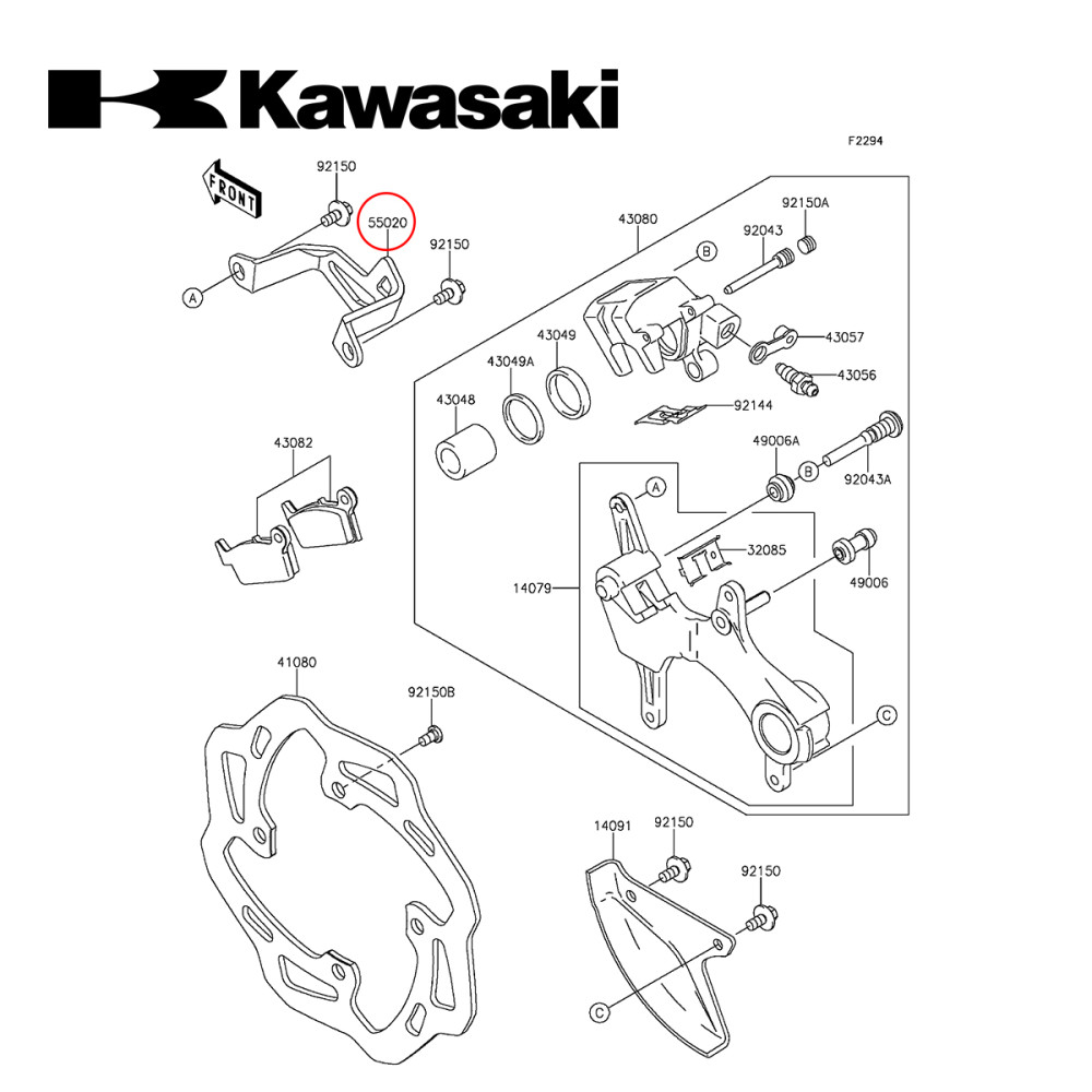Protetor de Pinça do Freio Original Kawasaki para KXF250/450 09/16