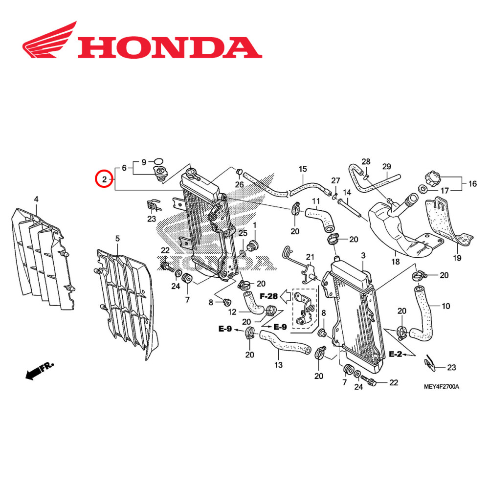 Radiador Original Honda para CRFX450 05/17 Lado Direito