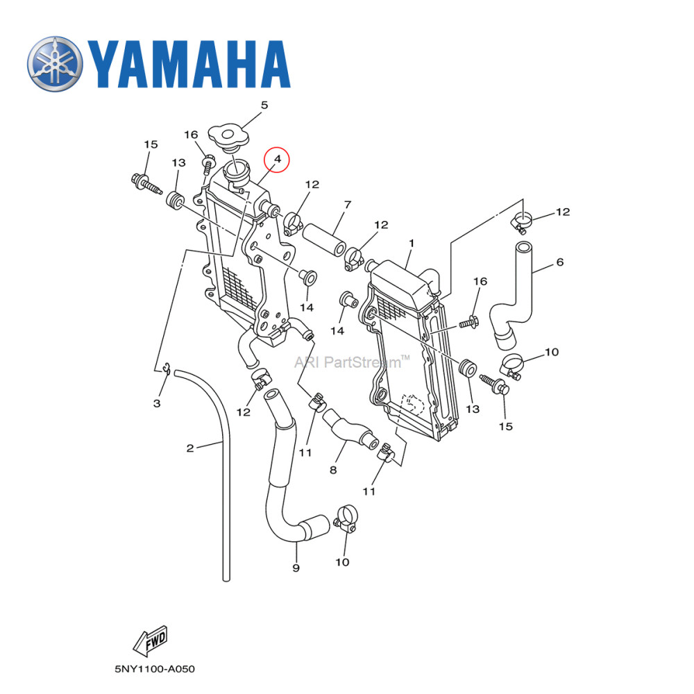 Radiador Original Yamaha para YZ125 02/04 Lado Direito