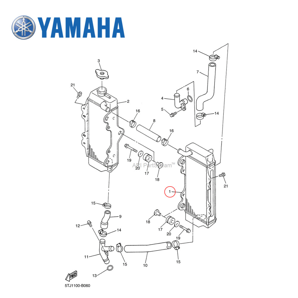Radiador Original Yamaha para YZF450 03/05 WRF450 05/06 Lado Esquerdo