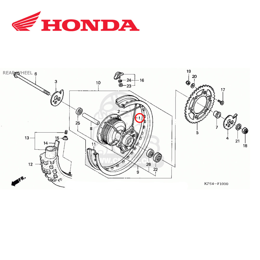Raio mais Nípel Traseiro Original para Honda CRF 230 