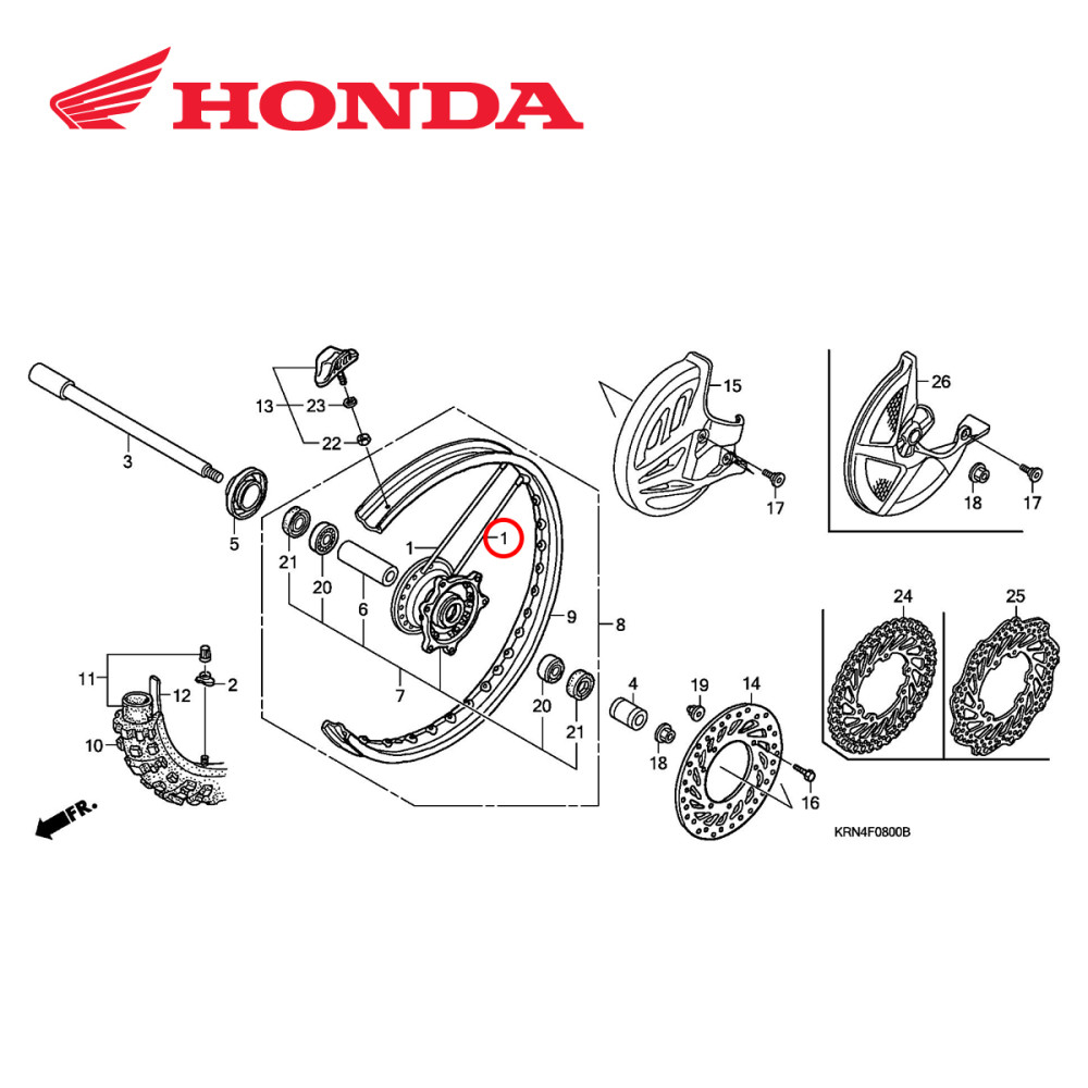 Raio Original Honda para CRF250/450 06/17 Dianteiro 240mm
