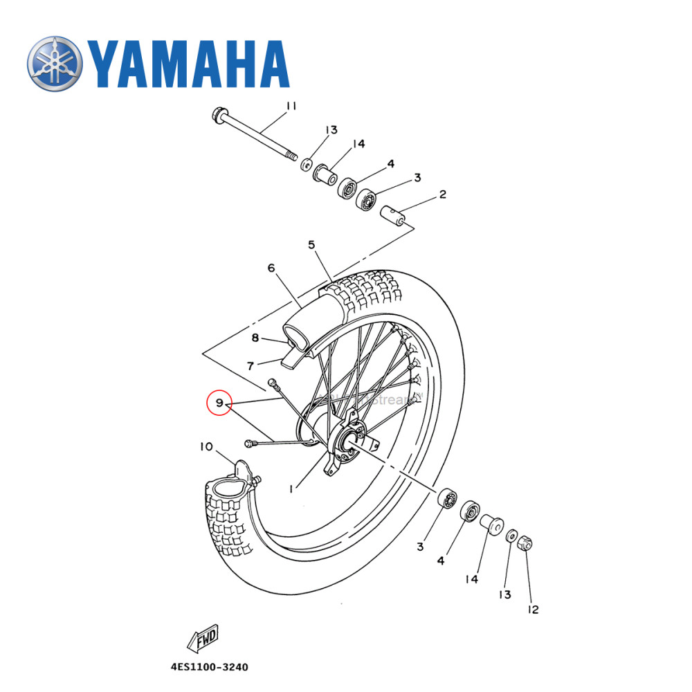Raio Original Yamaha para YZ80 94/01 YZ85 02/19