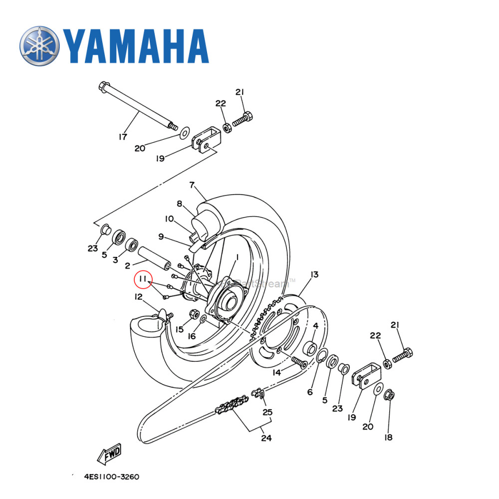 Raio Original Yamaha para YZ80/85 Traseiro
