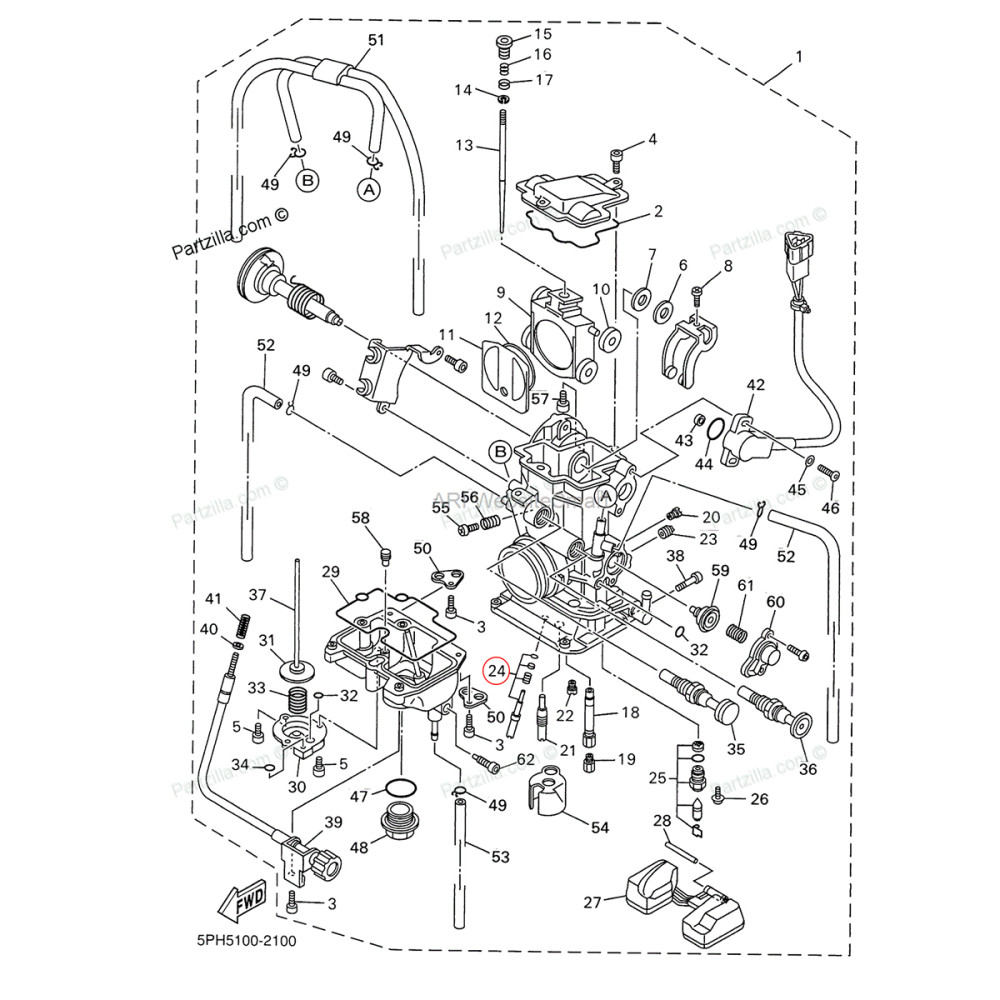 Regulador de Ar do Carburador Original Yamaha YZF/WRF250 01/13 YZF450 05/09 WRF450 03/11