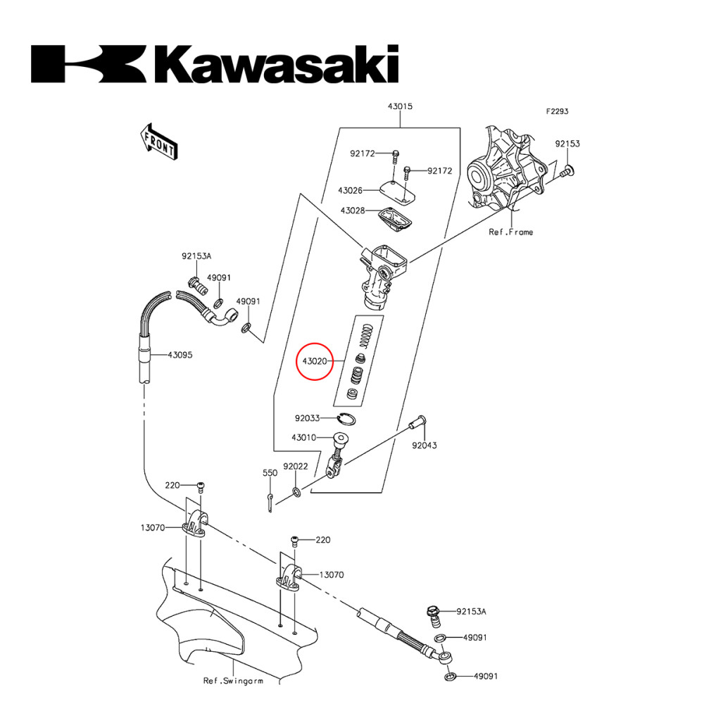 Reparo do Freio Traseiro Original Kawasaki para KXF250 04/16 KXF450 06/16