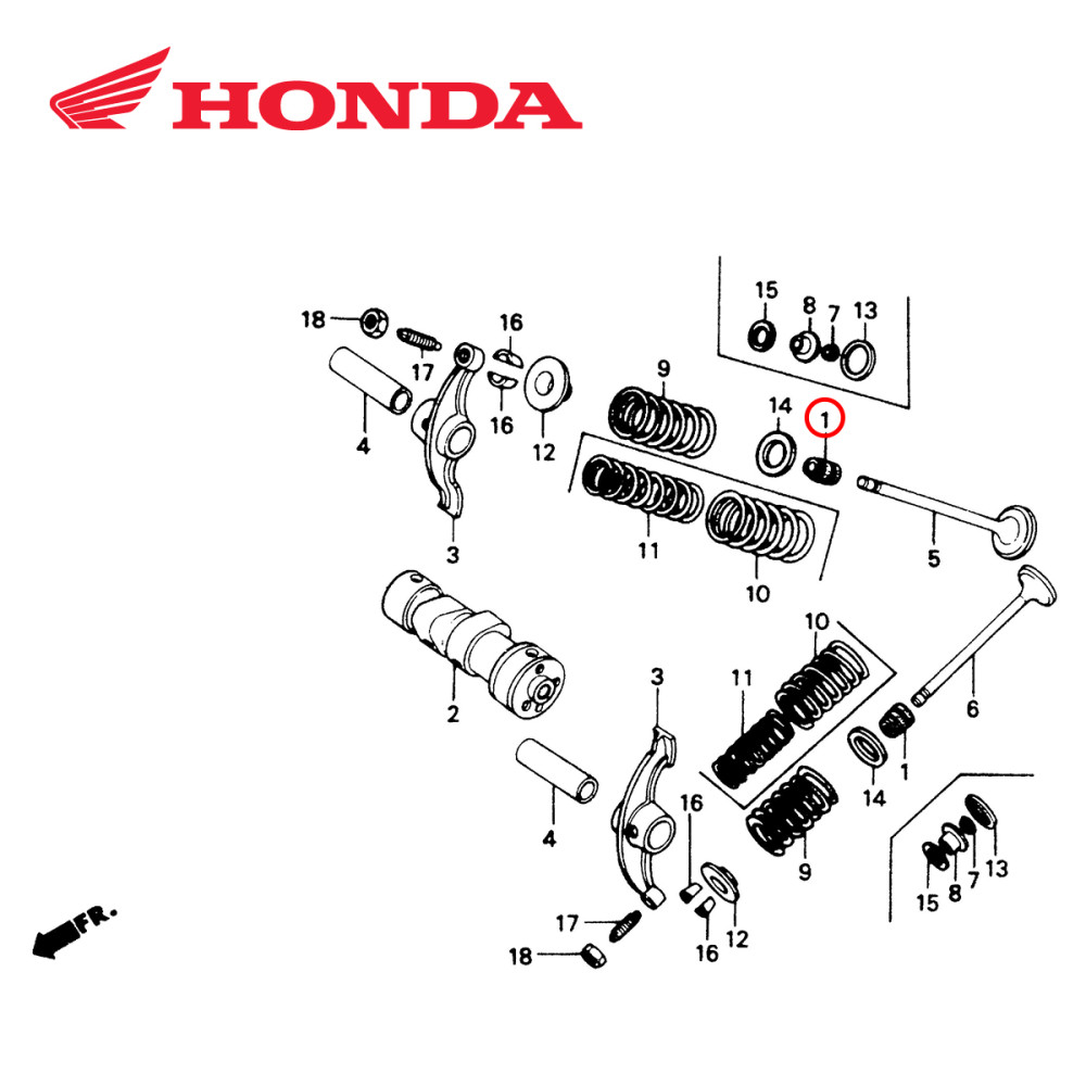 Retentor de Válvula Original Honda para Adm CRF250 04/19 (Esc) 04/07 + 17/19 CRFX250 04/17 (Adm/Esc) CRF450R (Adm) 09/19 / (Esc) 02/19 CRF450X (Esc) 05/19 CRF450RX 17/19 (Adm/Esc)