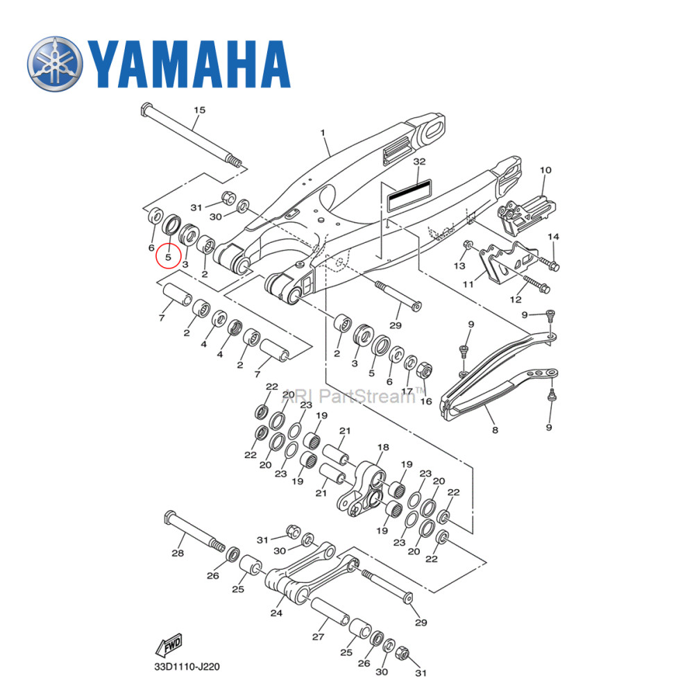 Retentor de Balança Original Yamaha para YZ125/250 99/19 YZ250X 16/19 YZF/WRF250 01/19 YZ250FX 15/19 YZF450 03/19 YZ450FX 16/19 WRF450 03/18 WRF400/426 99/02 Grande