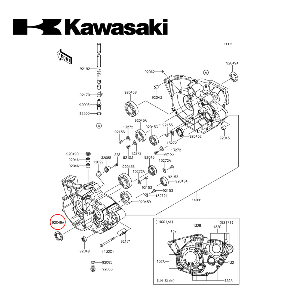 Retentor de Eixo do Pinhão Original Kawasaki para KX250 01/07 KXF250 04/19 KXF450 06/18 KLX450 08/19