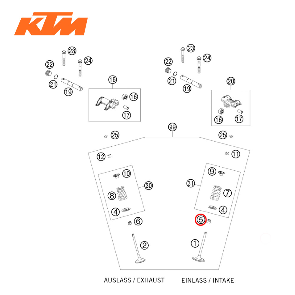 Retentor de Válvula de Admissão Original KTM para EXC450/530 08/11 SX-F450 09/15 XC-F450 08/09 XCF-W450 07/12