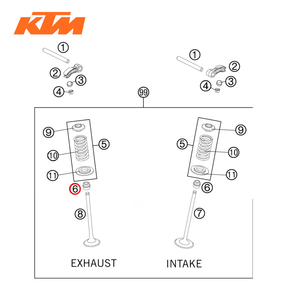 Retentor de Válvula De Admissão e Escape Original KTM SX-F250 05/17 XCF-W250 06/16 XC-F250 07/17 