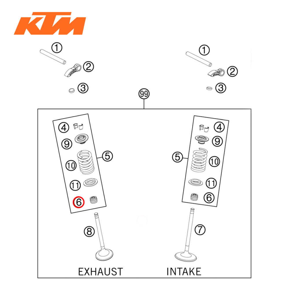Retentor de Válvula Original KTM para SX-F/XC-F350 11/18 EXC-F350 12/18 XCFW350 12/17 (ADM/ESC)