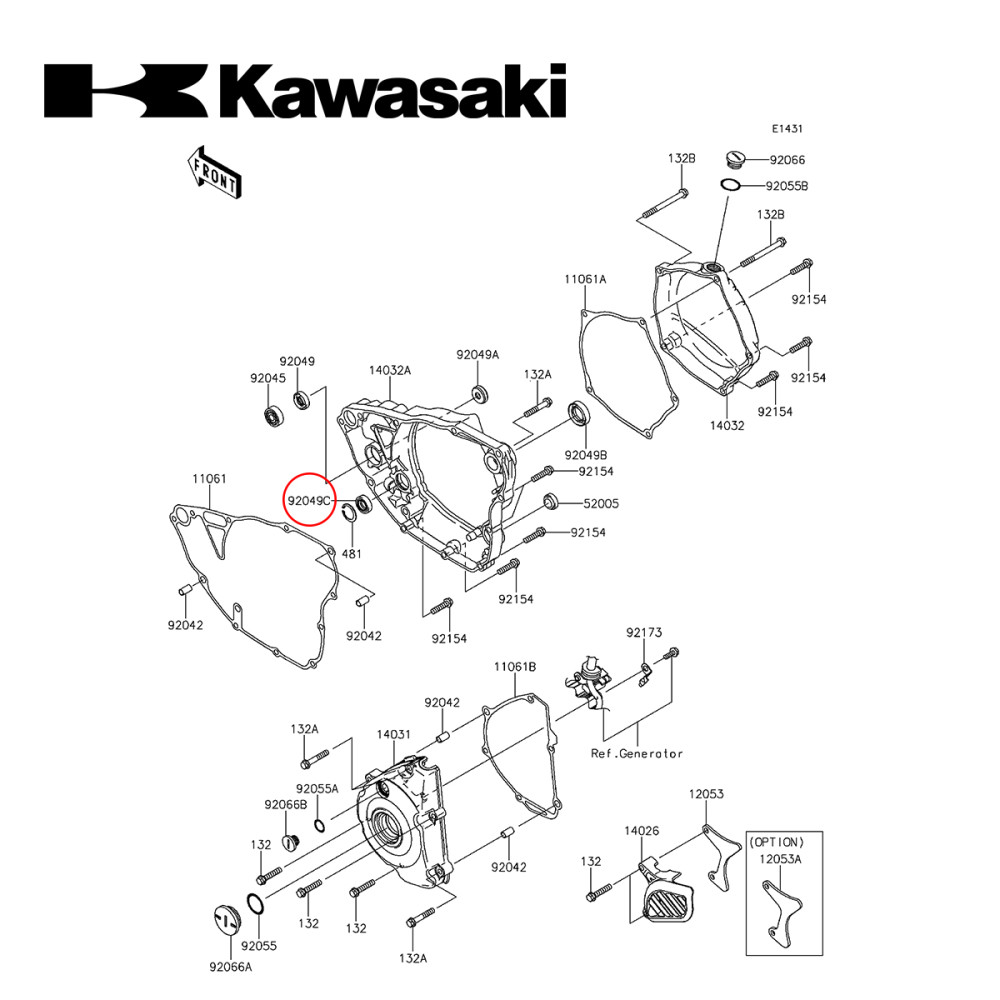 Retentor do Virabrequim Original Kawasaki para KXF250 13/16 KXF450 16 13X22X5.5