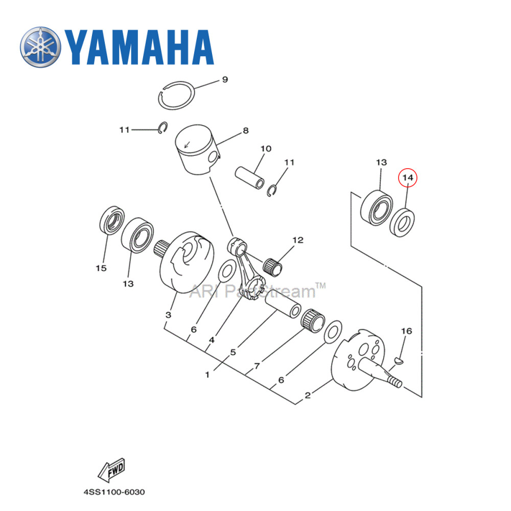 Retentor do Virabrequim Original Yamaha para YZ125 1986 a 2000, YZ250 1988 a 1998 22X40X7