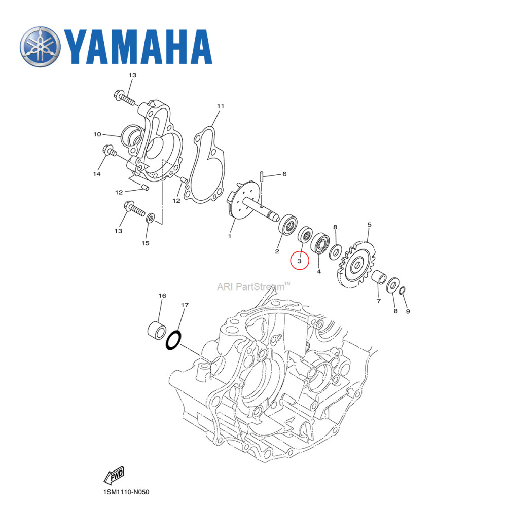 Retentor do Eixo da Bomba D'Água Original Yamaha para YZ125 05/15 YZF250/450 14/17 WRF250 15/17 WRF450 16/17 Pequeno 8X18X5