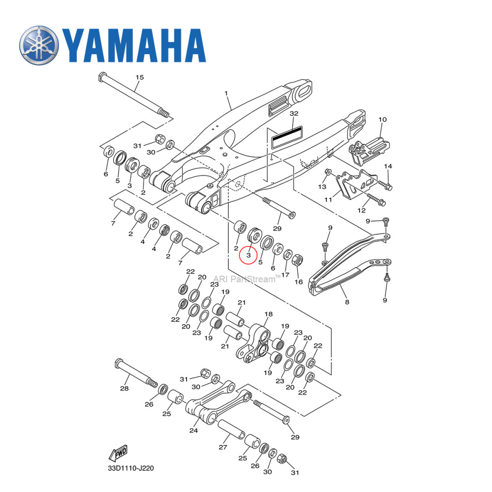 Rolamento Axial Original Yamaha para YZF250 01/17 WRF250 01/17 YZF450 03/17 WRF450 03/17 Arruela da Balança