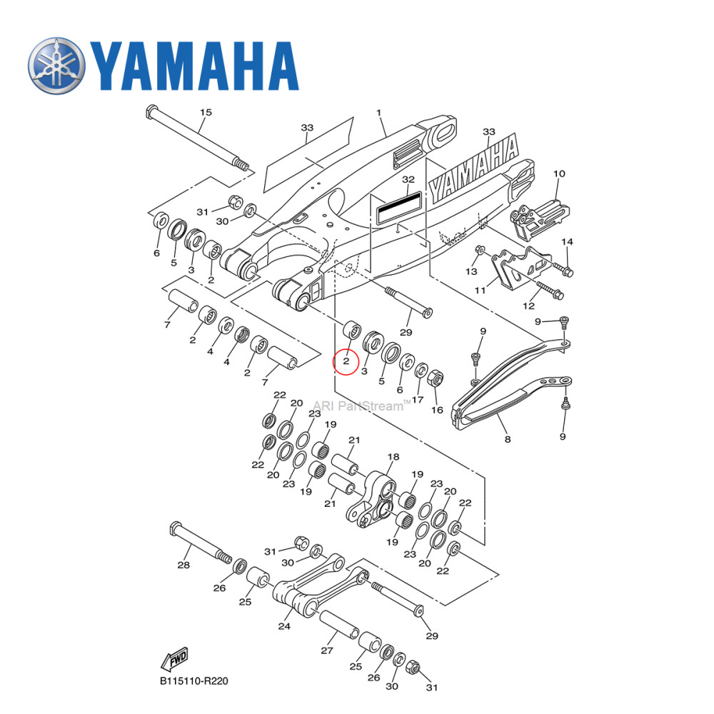 Rolamento da Balança Original Yamaha para YZF250 02/17 WRF250 01/17 YZF450 03/17 WRF450 03/17