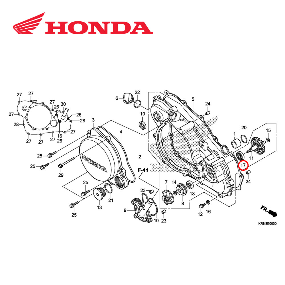 Rolamento da Bomba D'Água Original Honda CRF 250R 10/21 CRF 250RX 19/21 CRF 450R 09/21 CRF 450X 19/21 CRF 450RX 17/21 12X24X6