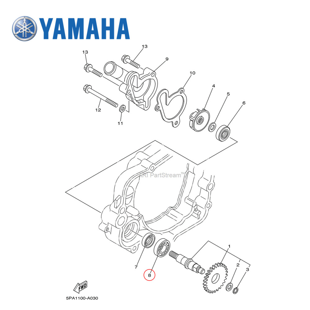 Rolamento da Bomba D'Água Original Yamaha para YZF/WRF250 01/09 YZF450 03/11 WRF450 03/09