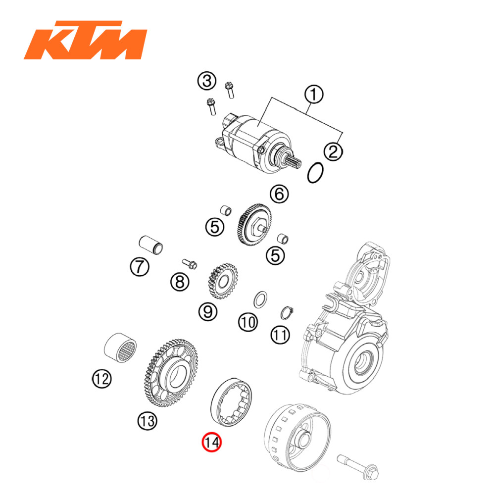 Rolamento de Partida Original KTM para XCF250/350 11/13 SXF250 12/13 SXF350 11/13 EXCF/XCFW350 12/13