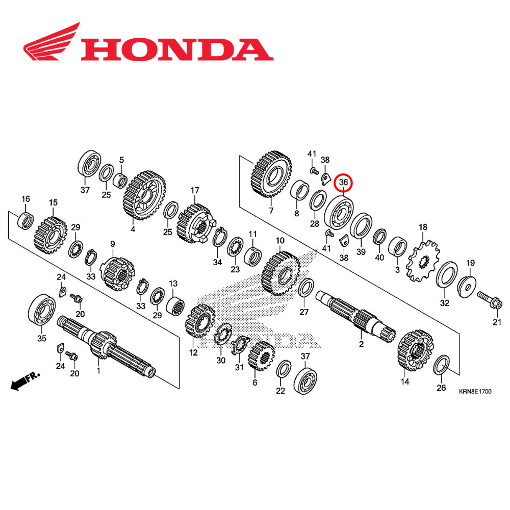 Rolamento da Transmissão Original Honda para CRF250 10/17 Radial Esferas 22X52X14