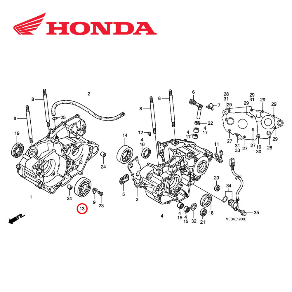 Rolamento do Virabrequim Original Honda para CRF450 02/16 Direito