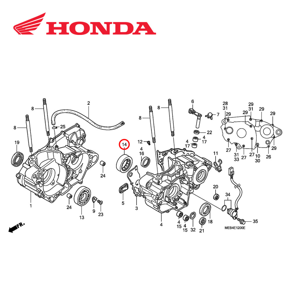 Rolamento do Virabrequim Original Honda para CRF450 02/05 Esquerdo