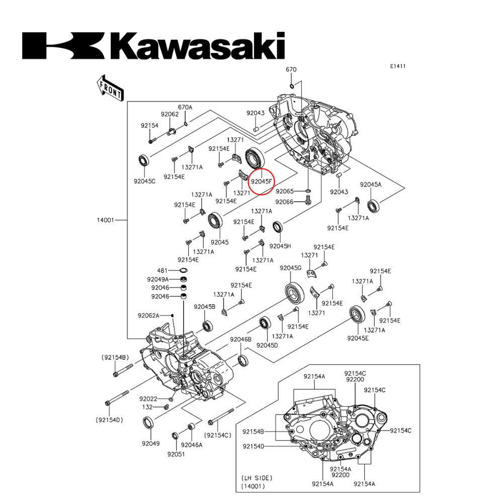Rolamento do Virabrequim Original Kawasaki para KXF450 08/15 Direito