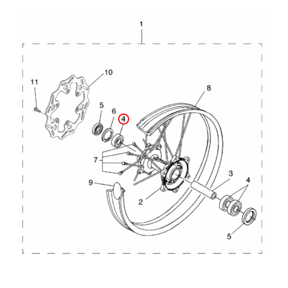 Rolamento da Roda Traseira Original Yamaha YZF250/450 09/18