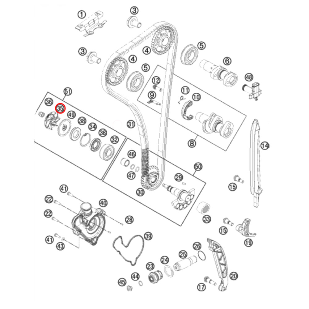 Rotor da Bomba D'Água Original KTM SXF/XCF 250/350 11/15 SXF/XCF 450 11/17 XCFW 250/350 13/16 EXC 350/500 12/17
