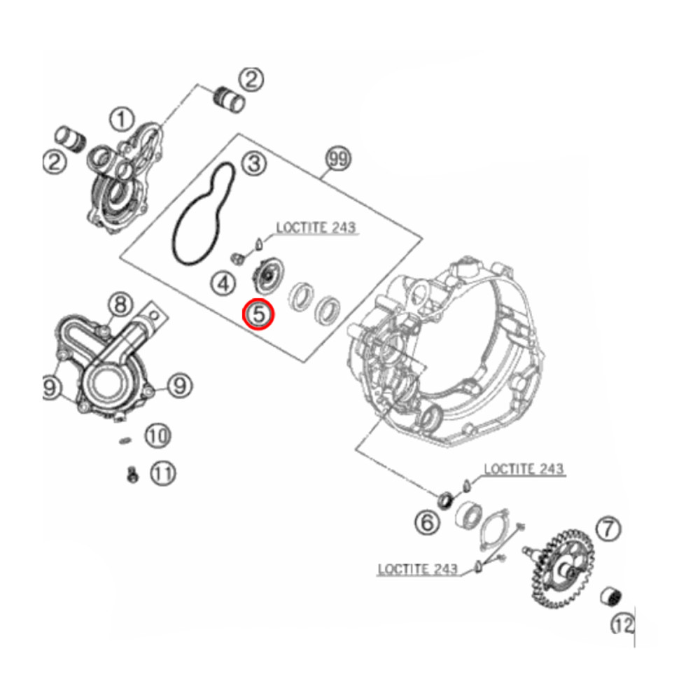 Rotor da Bomba D'Água Original KTM para SXF/XCF/XCW/EXC450 a 530 07/12 (Roldana da Bomba D'Água ).