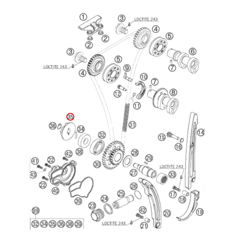 Rotor da Bomba D'Água Original KTM  SXF250 05/12 XCFW250 06/13 XCF250 07/12