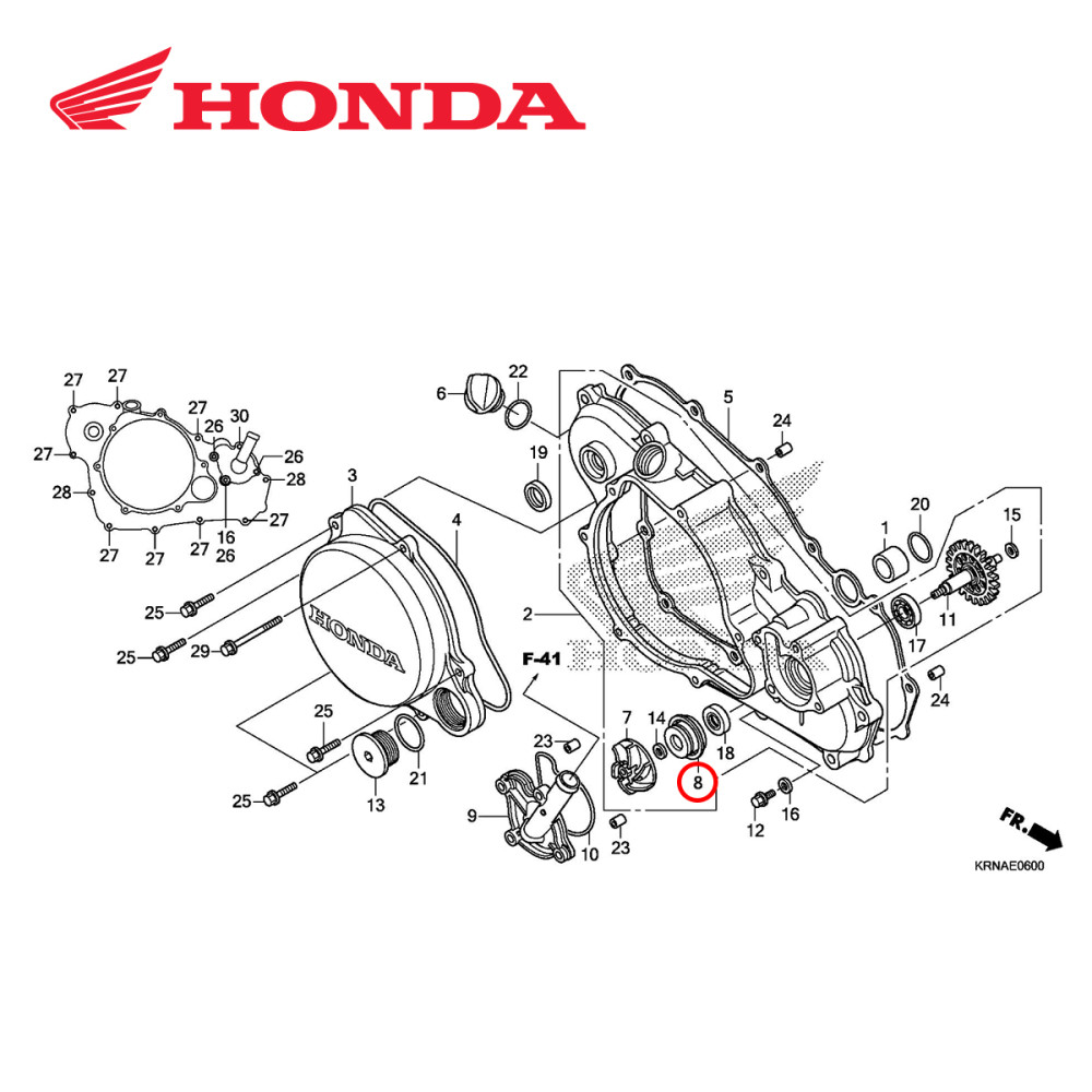 Selo Mecânico para Bomba D'Água Original Honda CRF 250 12/21 CRF 250RX 19/21 CRF 450 13/21 CRF 450RX 17/21 CRF 450X 19/21 