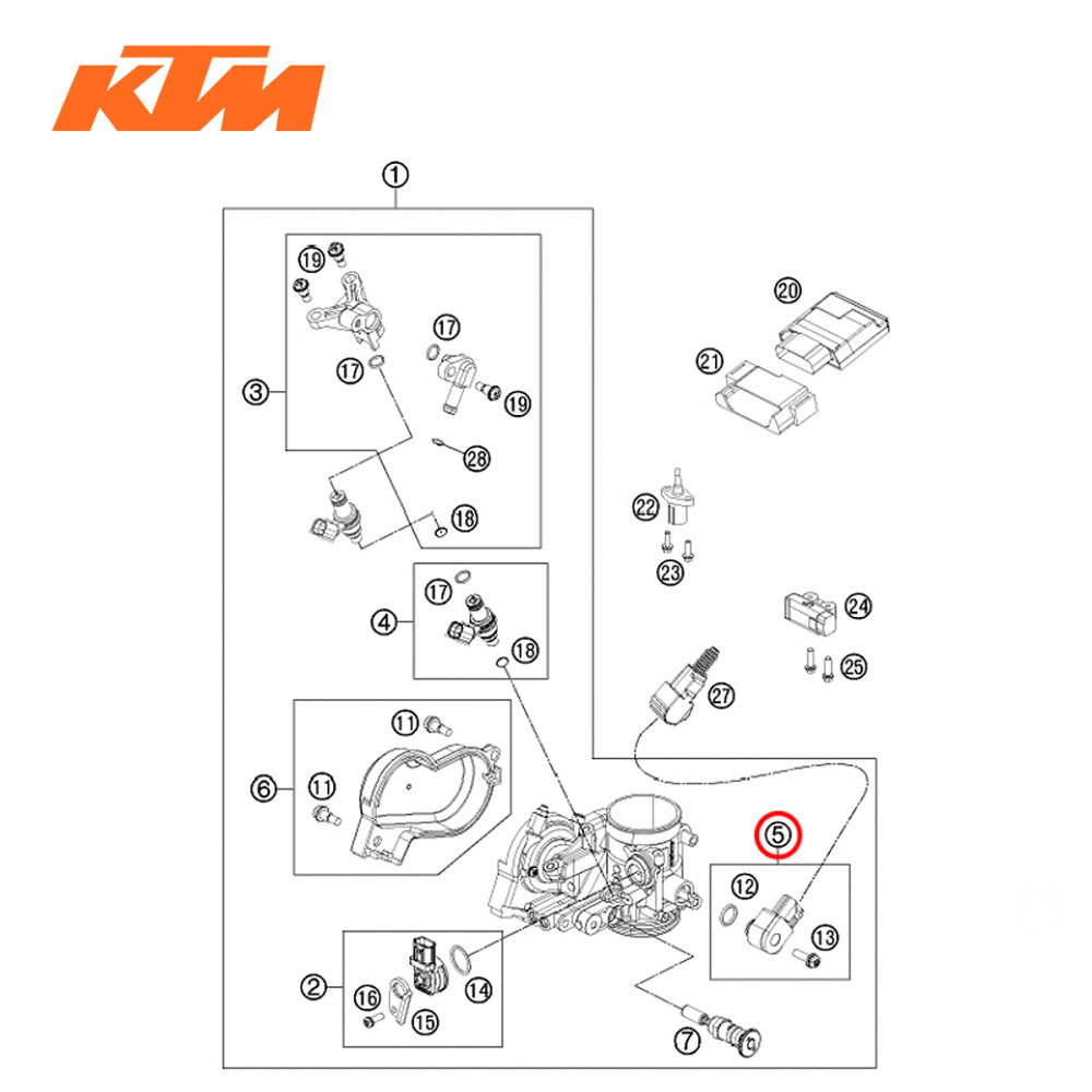 Sensor TPS KPL Original KTM para SX-F250/350 11/12 XCF-W250 12/16 EXC-F/XCF-W350 12/16