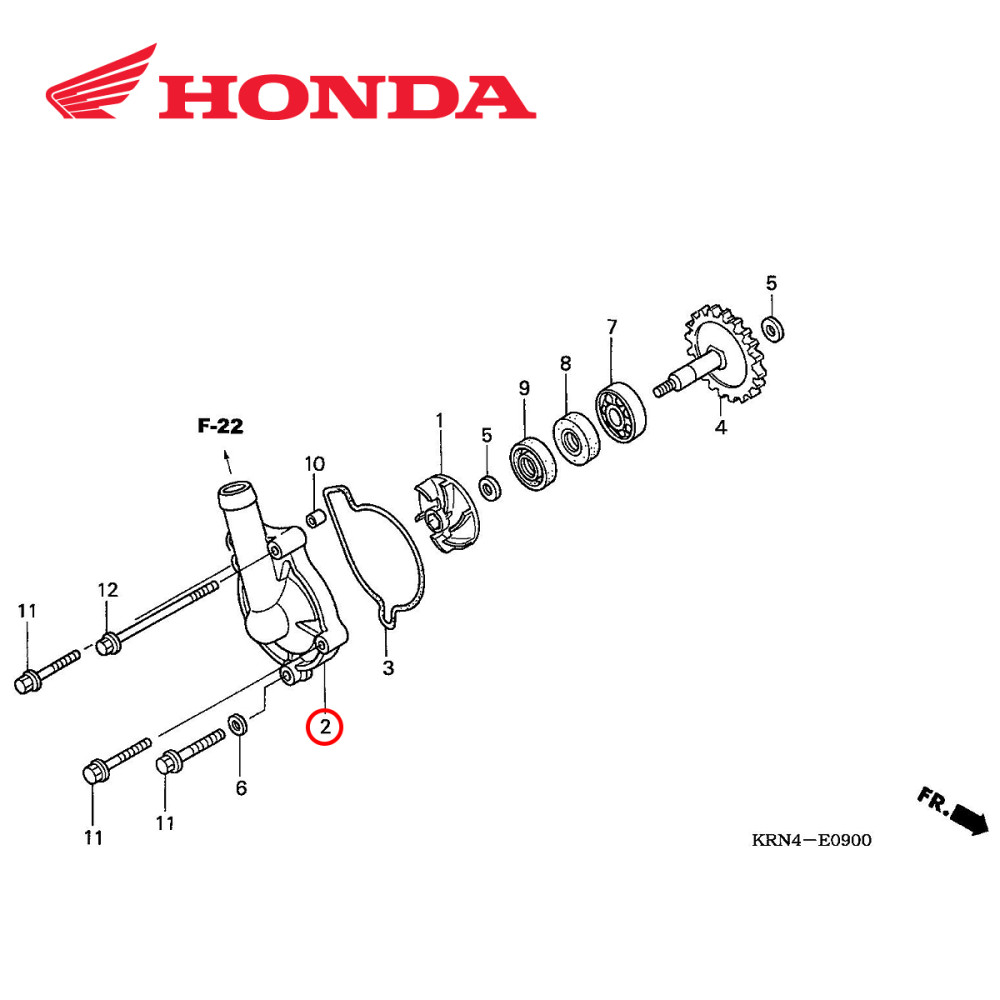 Tampa da Bomba D'Água Original Honda para CRF450X 05/17