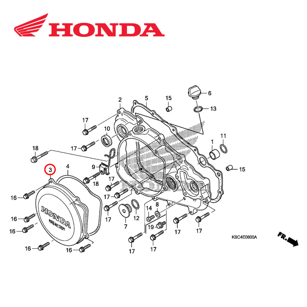 Tampa de Embreagem Original Honda para CRF250X 04/08