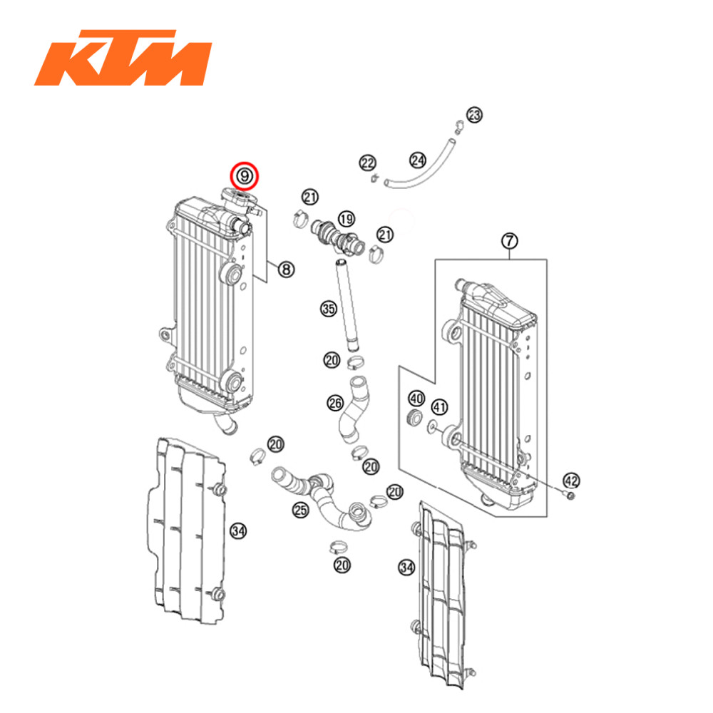 Tampa do Radiador Original KTM 08/16 Husqvarna 14/16 Husaberg 09/13 1,8