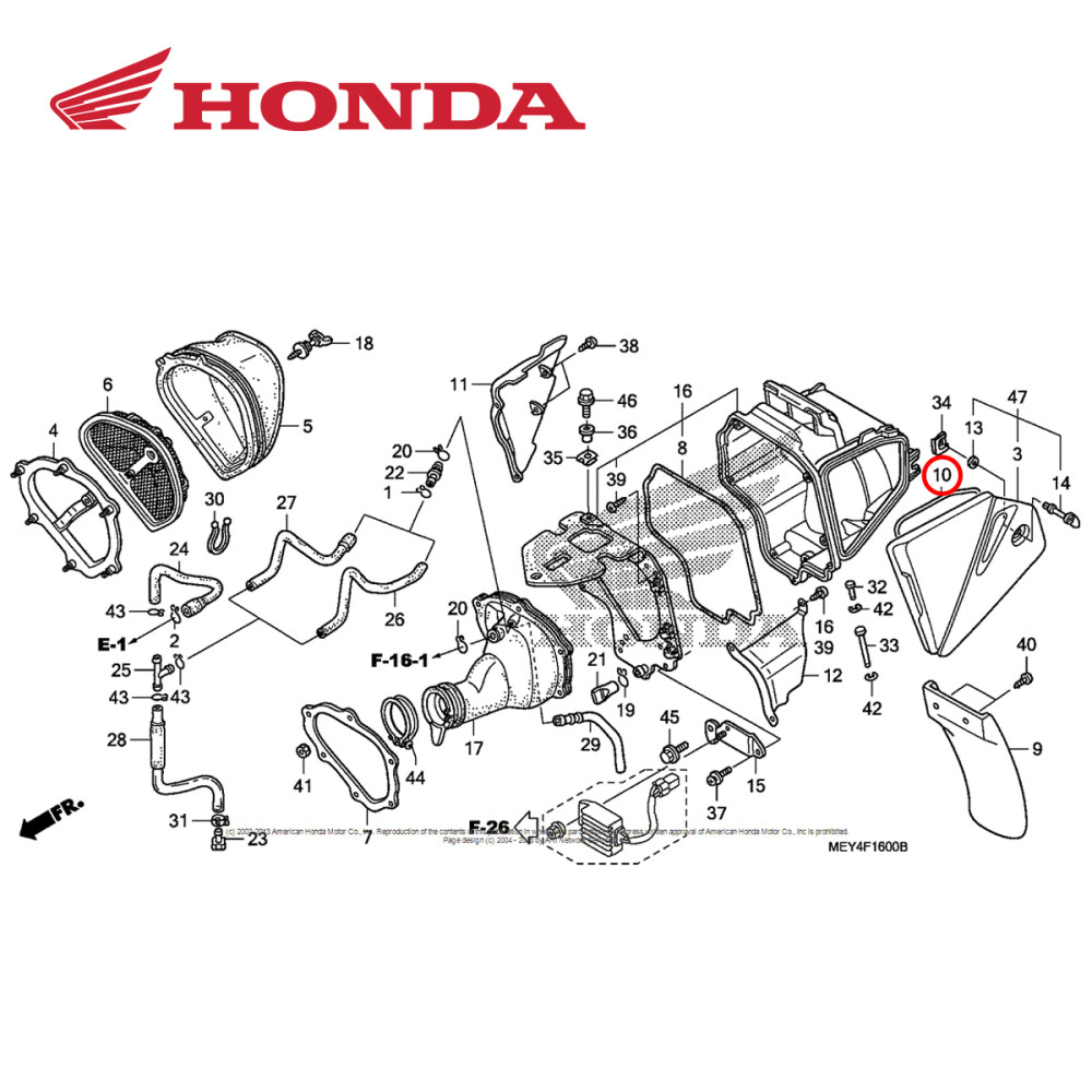 Tampa do Filtro de Ar Original Honda CRF 450X 05/08