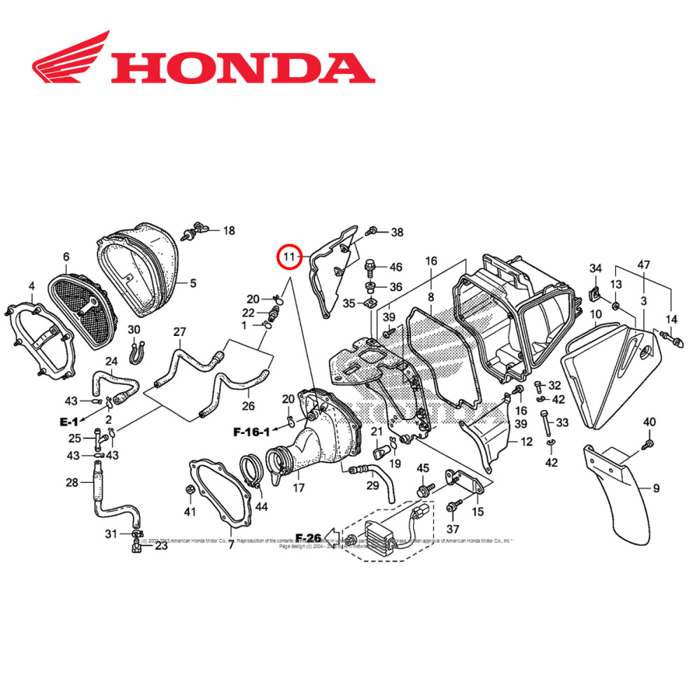 Tampa Lateral Direita (Caixa Filtro de Ar) Original Honda para CRF 450X 05/08