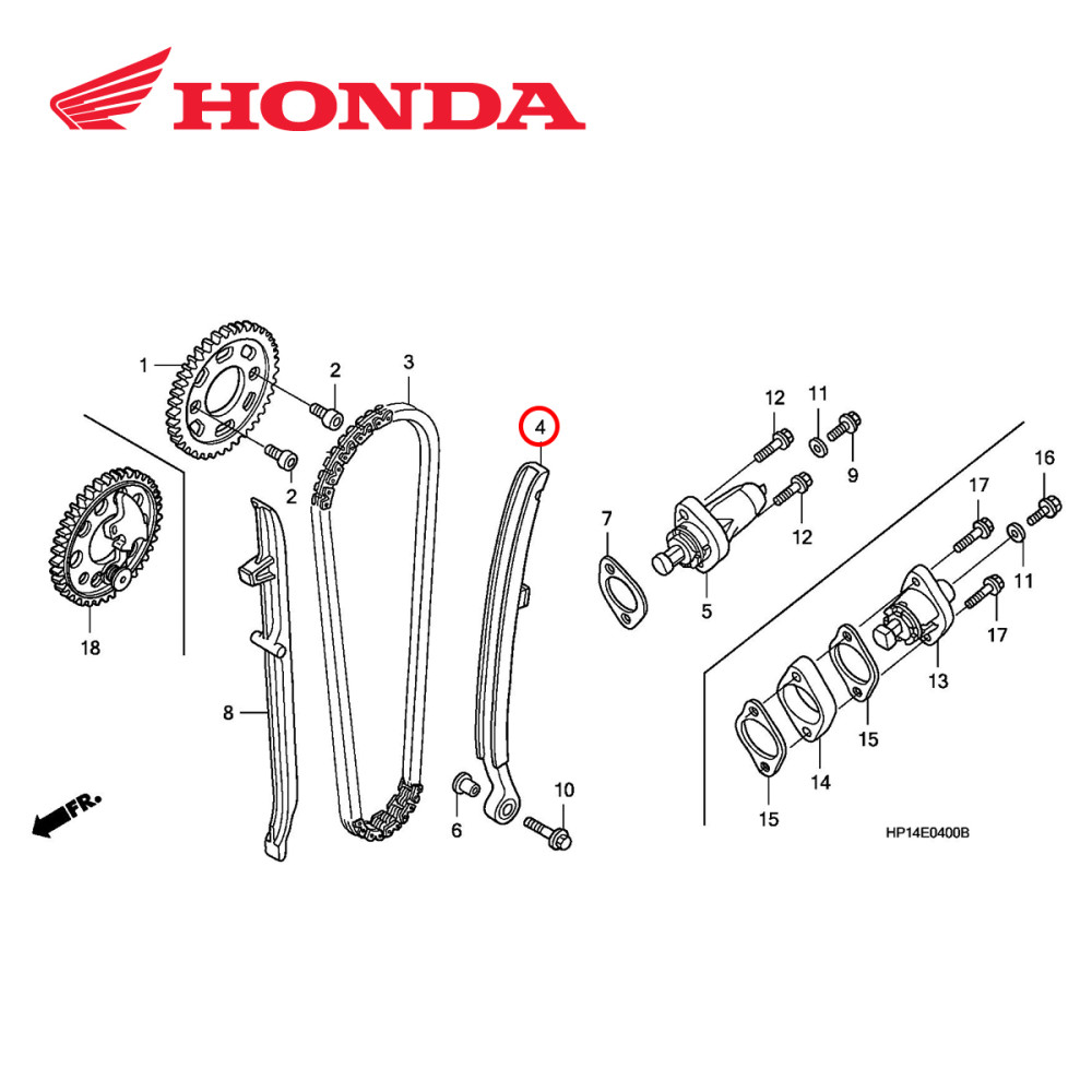 Tensor da Corrente de Comando Original Honda para CRF450 04/08 CRFX450 05/17