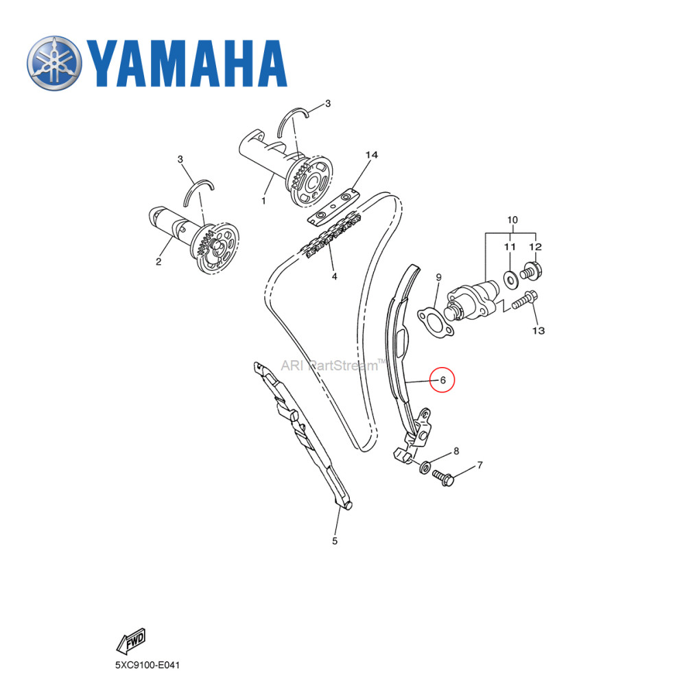 Tensor da Corrente de Comando Original Yamaha para YZF250 01/13 WRF250 01/13