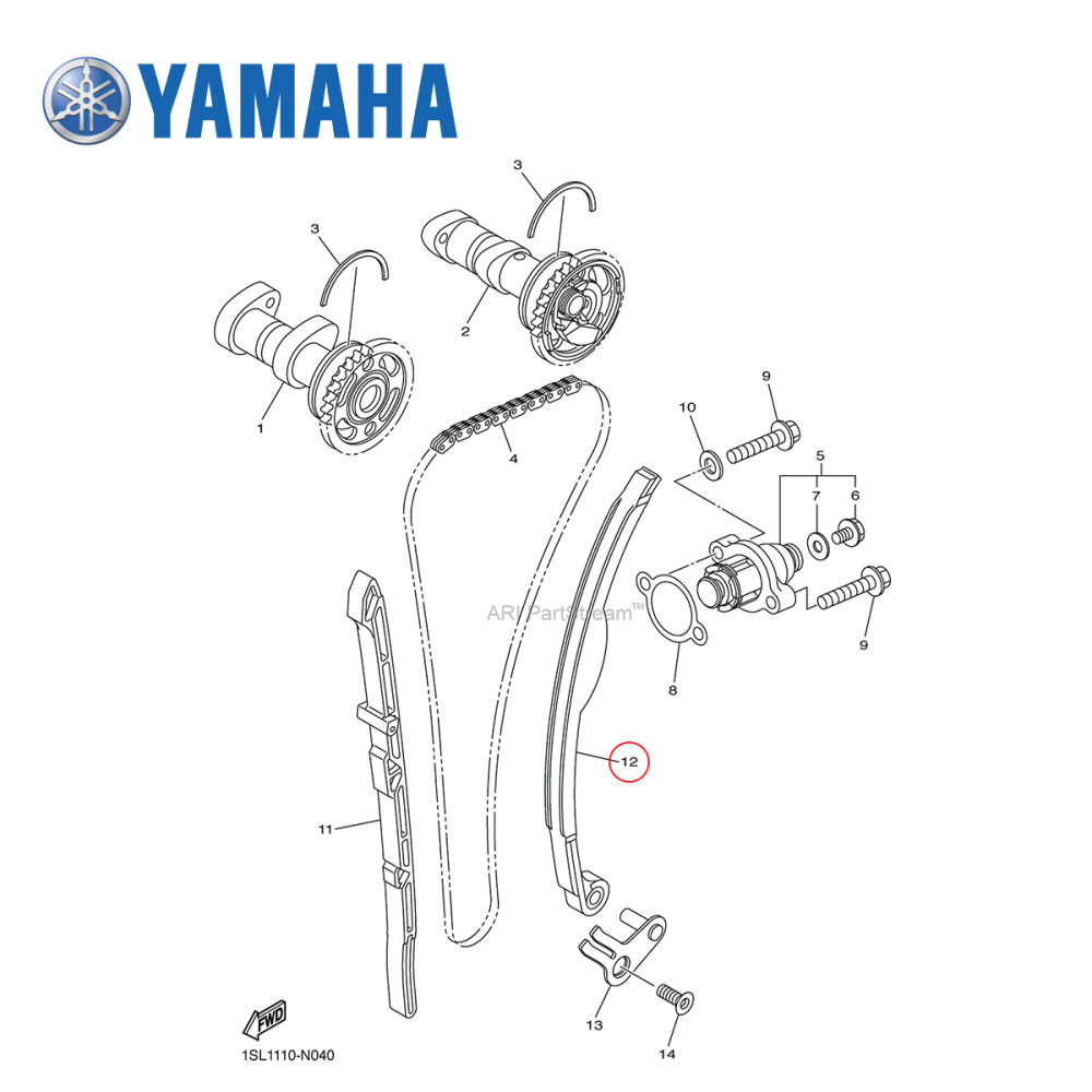 Tensor da Corrente de Comando Original Yamaha para YZF450 10/19 YZ450FX 16/19 WRF450 16/19