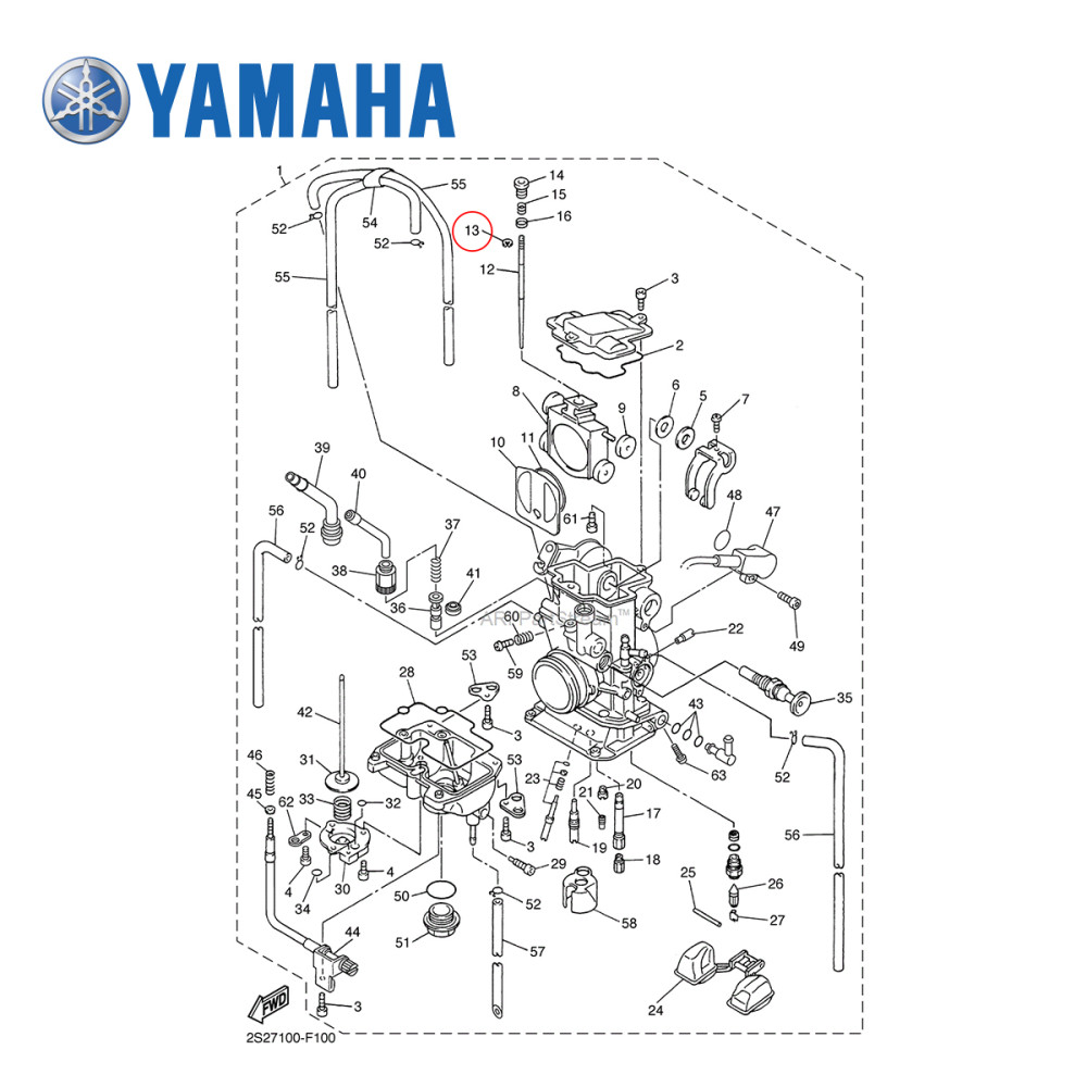 Trava da Agulha do Pistonete Original Yamaha para YZF250 01/13 WRF250 01/13 YZF450 03/09 WRF450 03/11