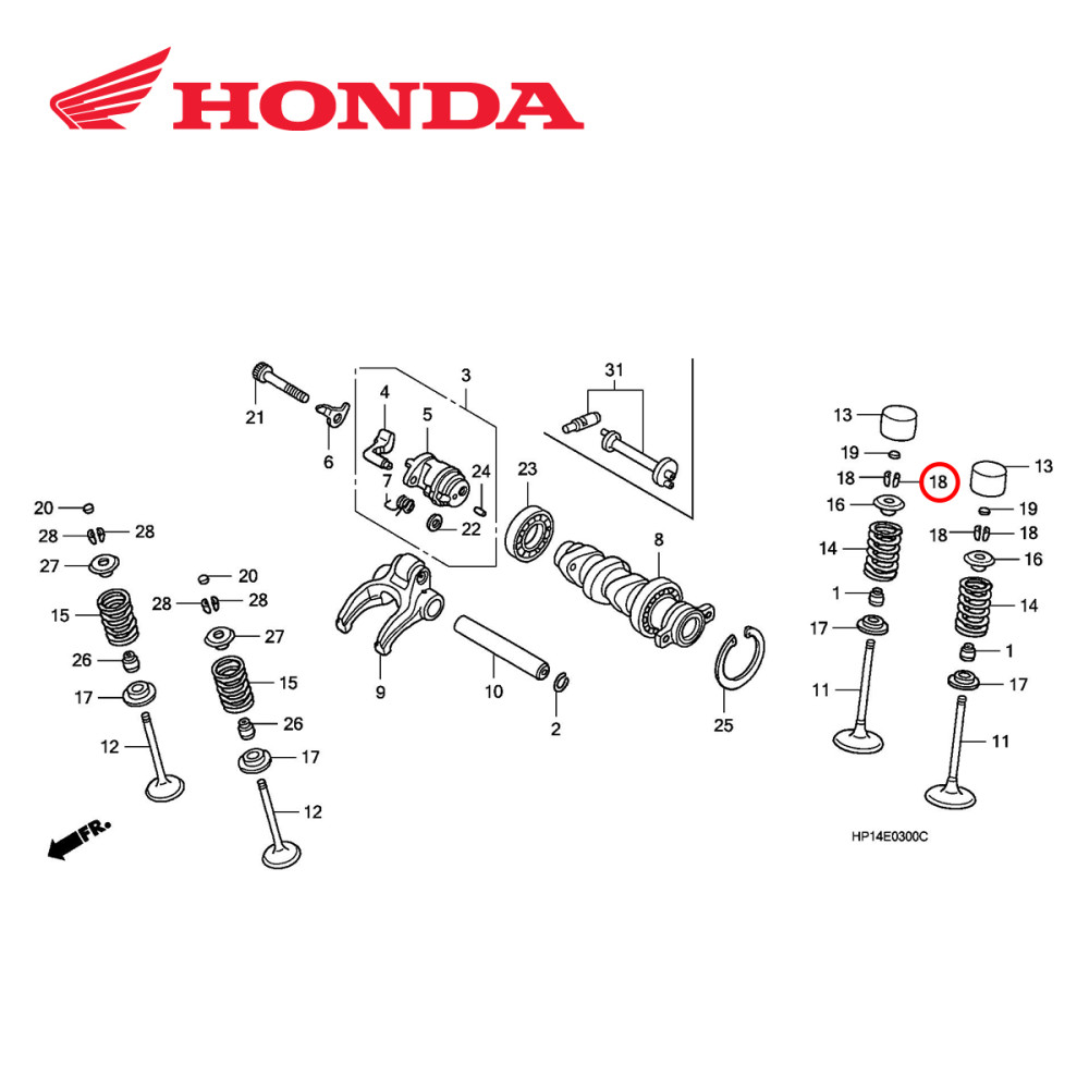 Trava da Válvula de Admissão Original Honda para CRF450 02/08 CRFX450 05/17