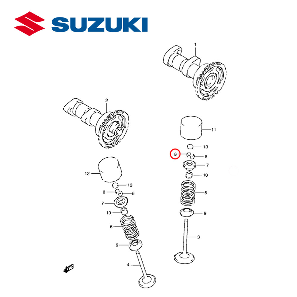 Trava da Válvula de Admissão ou Escape Original Suzuki para RMZ250 07/16 Par