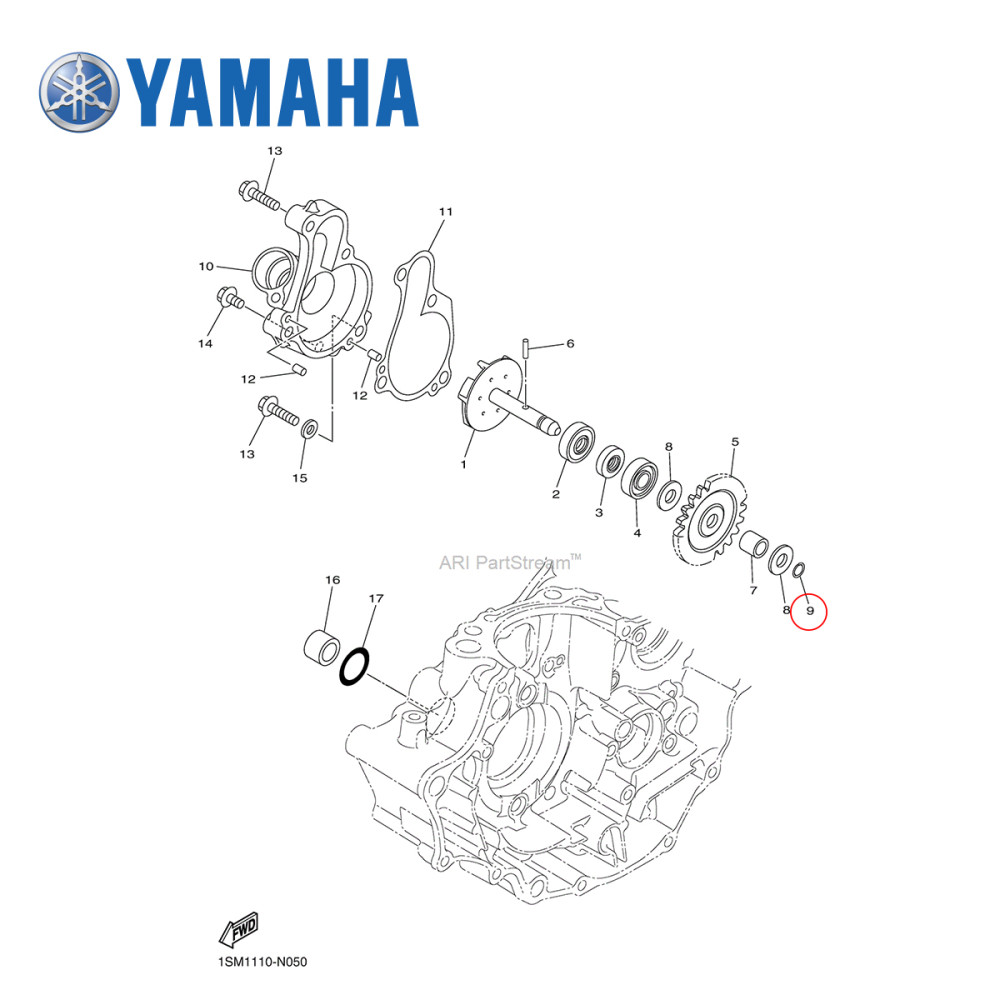 Trava do Eixo da Bomba D'Água Original Yamaha para YZ85/125 02/17 YZF250 01/17 WRF250 01/17